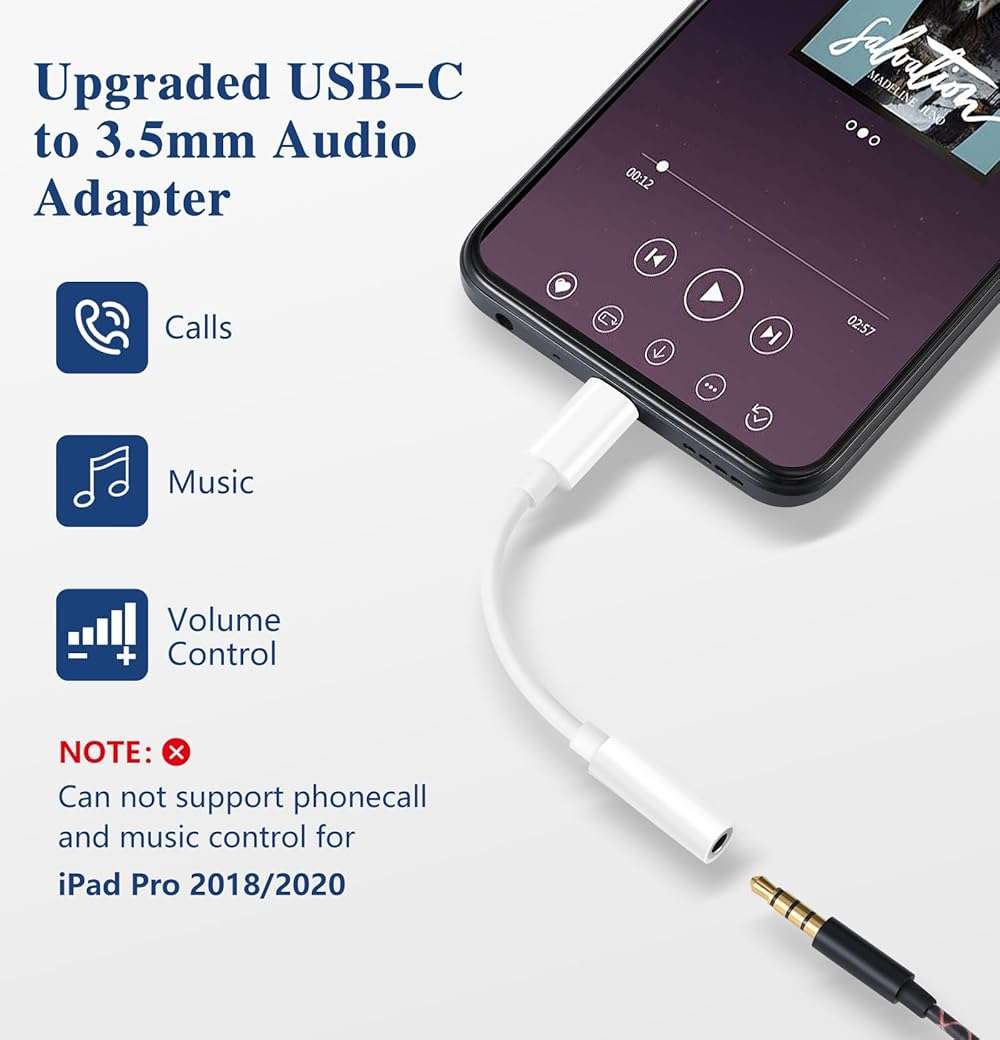 USB C to 3.5mm Audio Adapter - Headphone Jack Adapter for iPhone 16/16 Pro/15/15 Pro/Pro Max/Plus, Type C Aux Dongle Cable Cord Compatible with iPad, MacBook, Samsung Galaxy S24/S23/S22/S21Ultra - Image 4