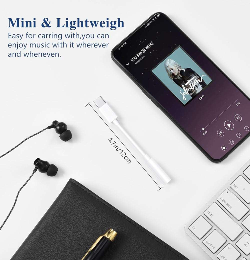 USB C to 3.5mm Audio Adapter - Headphone Jack Adapter for iPhone 16/16 Pro/15/15 Pro/Pro Max/Plus, Type C Aux Dongle Cable Cord Compatible with iPad, MacBook, Samsung Galaxy S24/S23/S22/S21Ultra - Image 7