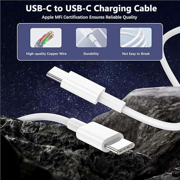 20W USB C Fast Charger MFi Certified for iPad A16/10th Generation, iPad Pro 13/12.9/11 inch 6th/5th/4th/3rd, iPad Air 13/11 inch/4th/5th, iPad Mini, PD Fast Charger with 6.6ft USB C to C Charging Cord - Image 4