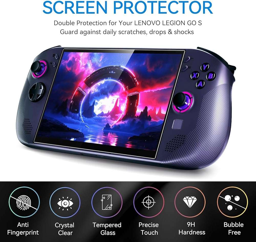 ivoler 2 Pack Screen Protector for Lenovo Legion Go S Handheld 2025, Tempered Glass, 8 inch Full Coverage, Transparent Ultra HD, Anti-Scratch, Anti-Fingerprint - Image 6