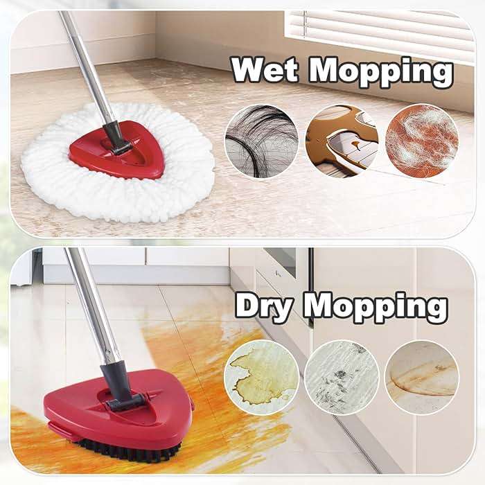 Mop Heads Replacement for Ocedar, Mop Replace Head for Ocedar EasyWring 1 Tank, Microfiber Spin Mop Refills, Include 4 Spin Mop Replacement Head Deep Cleaning Machine Washable with 2 Scrubber Mop Head - Image 2