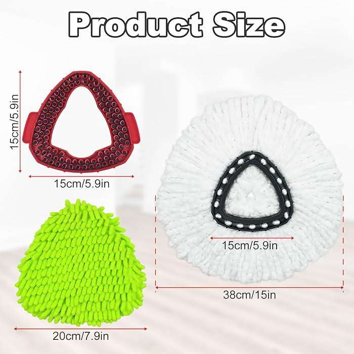 Mop Heads Replacement for Ocedar, Mop Replace Head for Ocedar EasyWring 1 Tank, Microfiber Spin Mop Refills, Include 4 Spin Mop Replacement Head Deep Cleaning Machine Washable with 2 Scrubber Mop Head - Image 6