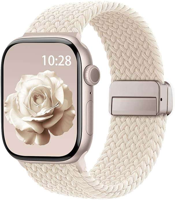 Braided Stretchy Band Compatible with Apple Watch Bands 38mm 40mm 41mm 42mm 44mm 45mm 46mm 49mm Women Men, Soft Nylon Solo Loop Magnetic Sport Strap for iWatch Series 11 10 9 8 7 6 5 4 3 2 1 SE Ultra - Image 1