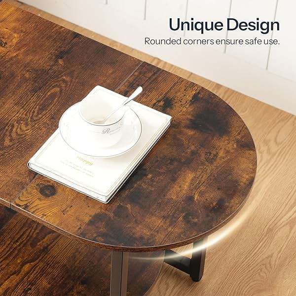 HOOBRO Coffee Table for Living Room, Oval Small Coffee Table with 2-Tier Open Storage Shelf, Industrial Cocktail Tea Table, Wooden Desktop Center Table, Farmhouse, Home Office, Rustic Brown BF09KF01 - Image 5