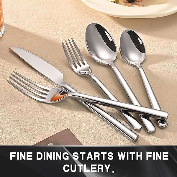 TININA 40-Piece Silverware Set, Heavy-Duty Stainless Steel Flatware Set for 8, Cutlery Set with Modern Round Handle, Mirror Polished Silverware for Home, Wedding, Restaurant, Dishwasher Safe - Image 4