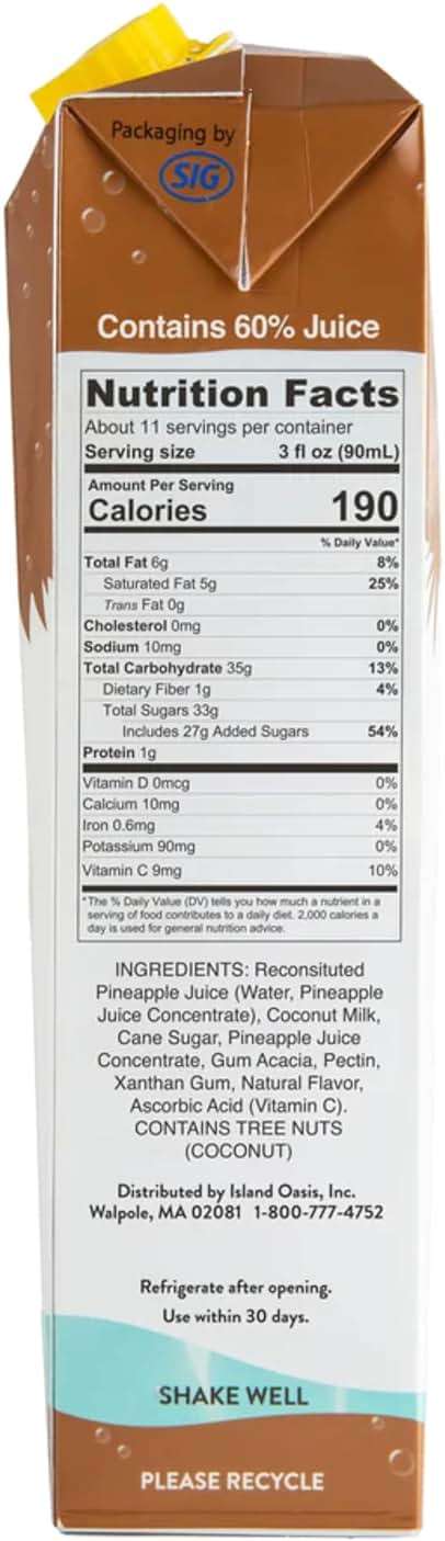 Island Oasis Drink Mix Variety, 1 of each: Strawberry, Pina Colada & Margarita Beverage Mix, 33.8 fl oz (1 Liter) - Image 3