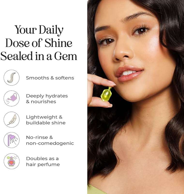 INH Hair Gloss Gems - Lightweight Hair Oil Perfume Capsules for Dry, Damaged, or Frizzy Strands, Smoothing Anti Frizz Shine Serum with Argan & Batana Oil, Vegan Leave In Treatment, 35 Capsules - Image 2