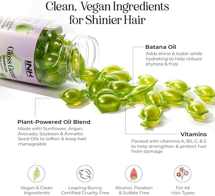 INH Hair Gloss Gems - Lightweight Hair Oil Perfume Capsules for Dry, Damaged, or Frizzy Strands, Smoothing Anti Frizz Shine Serum with Argan & Batana Oil, Vegan Leave In Treatment, 35 Capsules - Image 4