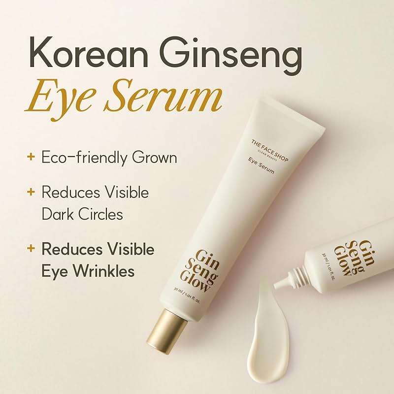 The Face Shop Ginseng Glow Eye Serum - Reduces Visible Dark Circles & Wrinkles, with Korean Ginseng, Retinol, Anti Aging, Korean Skincare, 30ml / 1.01 fl. oz. - Image 2