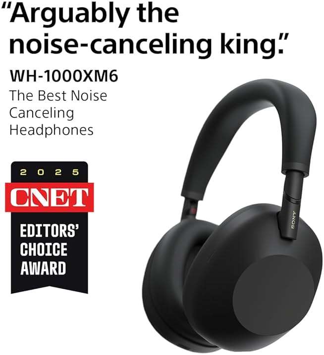 Sony WH-1000XM6 The Best Noise Canceling Wireless Headphones, HD NC Processor QN3, 12 Microphones, Adaptive NC Optimizer, Mastered by Engineers, Studio-Quality, 30-Hour Battery, Black - Image 5