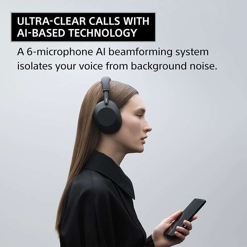 Sony WH-1000XM6 The Best Noise Canceling Wireless Headphones, HD NC Processor QN3, 12 Microphones, Adaptive NC Optimizer, Mastered by Engineers, Studio-Quality, 30-Hour Battery, Black - Image 6
