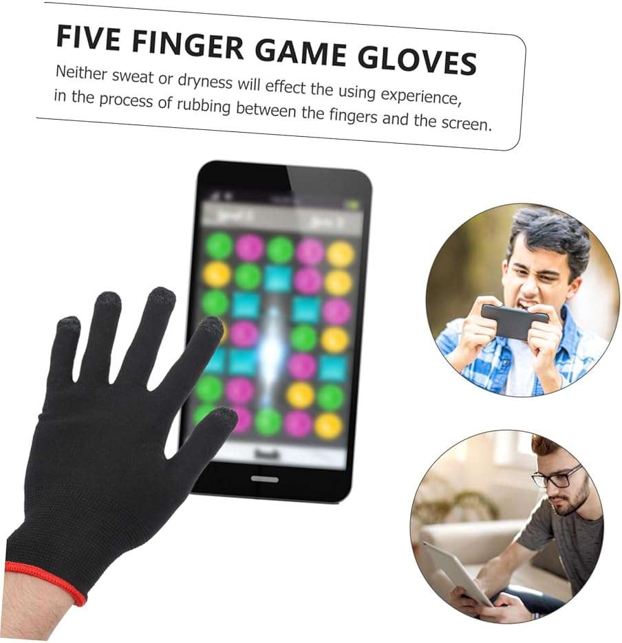 DIYEAH 2pairs Breathable Touchscreen Gaming Gloves Sweat Finger Sleeves for Mobile Gaming Non- Design Comfortable Fit for Winter Use - Image 4