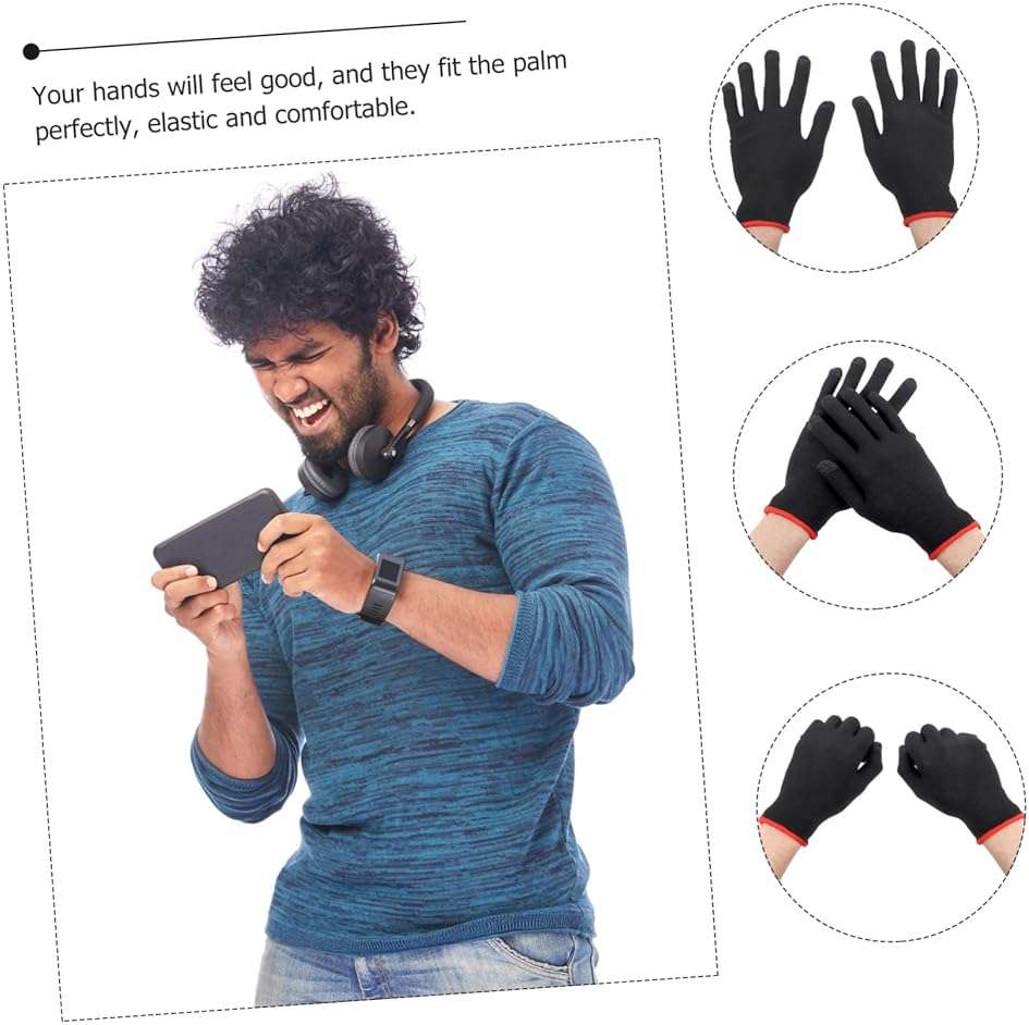 DIYEAH 2pairs Breathable Touchscreen Gaming Gloves Sweat Finger Sleeves for Mobile Gaming Non- Design Comfortable Fit for Winter Use - Image 7