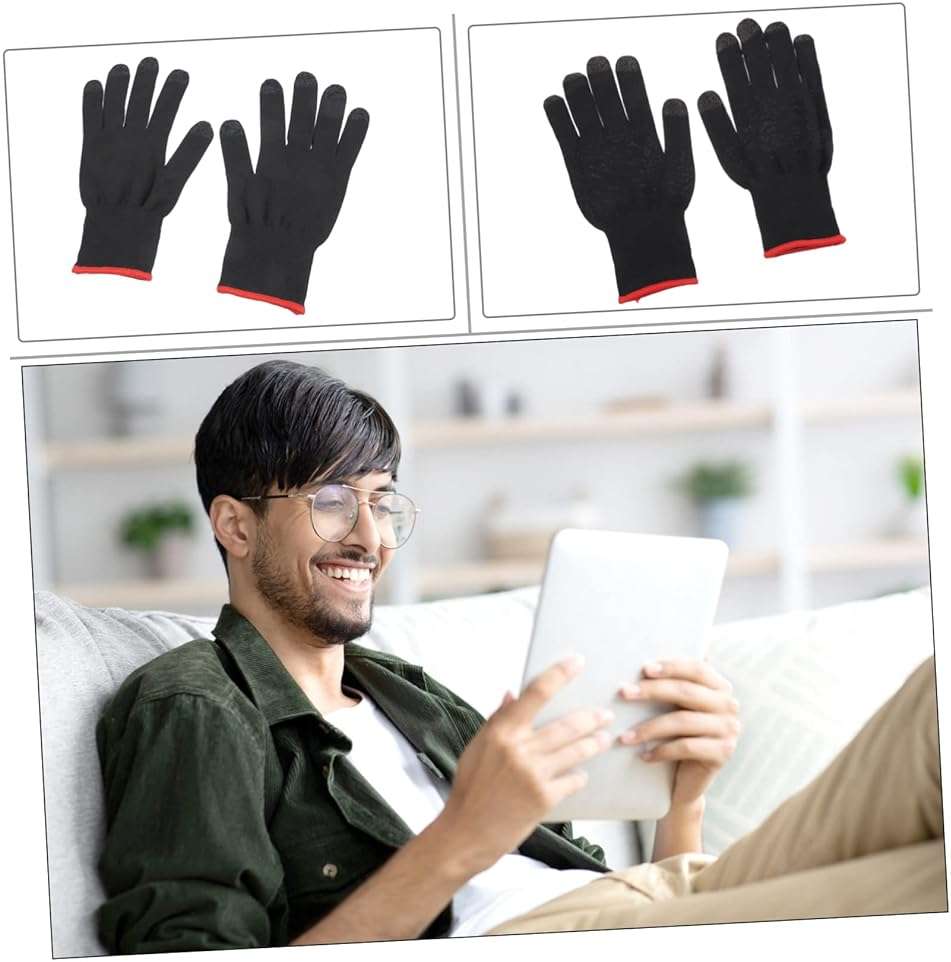 DIYEAH 2pairs Breathable Touchscreen Gaming Gloves Sweat Finger Sleeves for Mobile Gaming Non- Design Comfortable Fit for Winter Use - Image 9