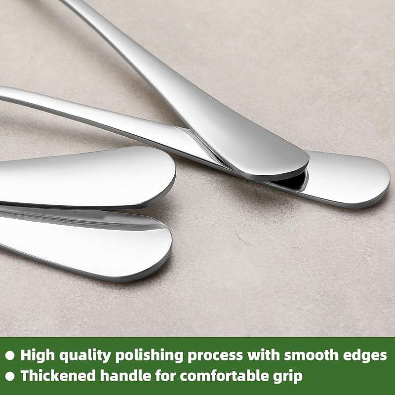 24 Pcs Forks and Spoons Silverware Set, Food Grade Stainless Steel Flatware Cutlery Set for Home, Kitchen and Restaurant, 12 Dinner Fork(8") and 12 Teaspoon(6.7"), Mirror Polished, Dishwasher Safe - Image 5