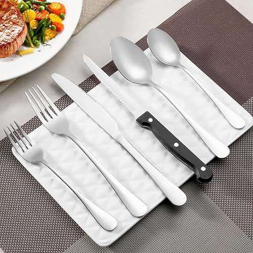 24 Pcs Forks and Spoons Silverware Set, Food Grade Stainless Steel Flatware Cutlery Set for Home, Kitchen and Restaurant, 12 Dinner Fork(8") and 12 Teaspoon(6.7"), Mirror Polished, Dishwasher Safe - Image 6