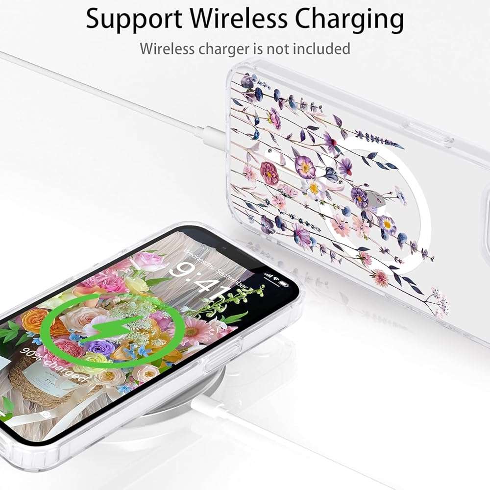 L-FADNUT for iPhone 16e Case iPhone 17e Case[Compatible with Magsafe] Cute Flower Girls Women Clear Case Silicone Shockproof Protective Cover with Pretty Floral Pattern for iPhone 17e 6.1'',Muticolor - Image 4