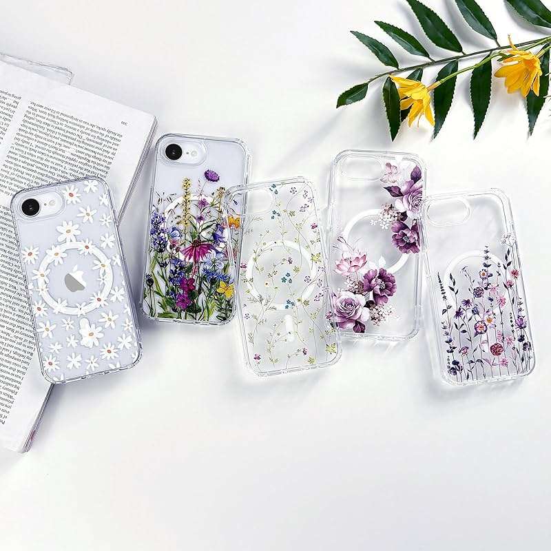 L-FADNUT for iPhone 16e Case iPhone 17e Case[Compatible with Magsafe] Cute Flower Girls Women Clear Case Silicone Shockproof Protective Cover with Pretty Floral Pattern for iPhone 17e 6.1'',Muticolor - Image 6
