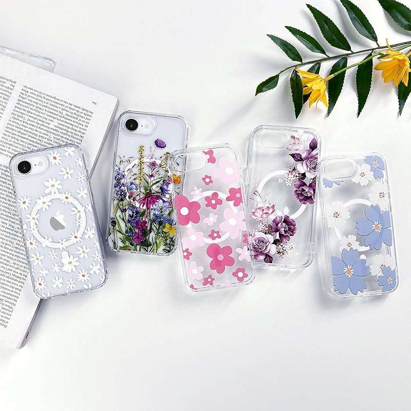 L-FADNUT for iPhone 16e Case iPhone 17e Case[Compatible with Magsafe] Cute Flower Girls Women Clear Case Silicone Shockproof Protective Cover with Pretty Floral Pattern for iPhone 17e 6.1'',Muticolor - Image 7