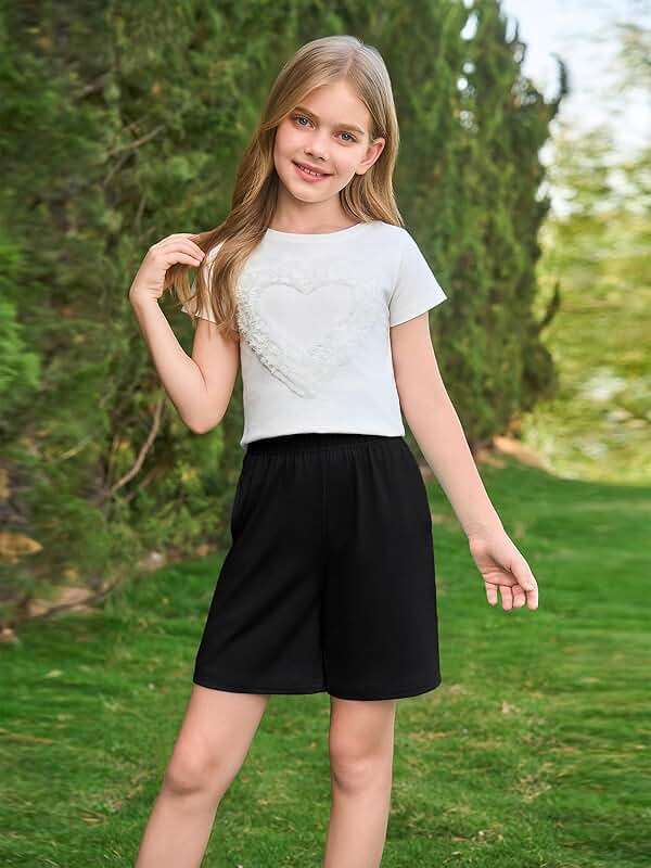 Haloumoning Girls Shorts Kids Summer Casual Elastic Waist Pull On Shorts with Pockets 5-14 Years - Image 4