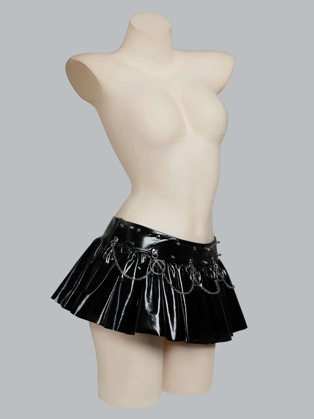 MEOWCOS Women's Skirt Classic Gothic Punk Skirt PU Leather Short Mini Skirt - Image 3