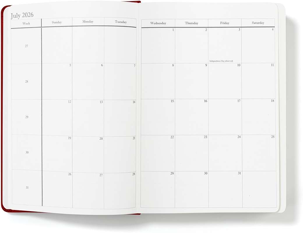 Wykeham's Executive 2026 Daily Journal Planner – US Public Holidays & Format – Customization Available (Crimson, 8.5" x 5.5") - Image 4