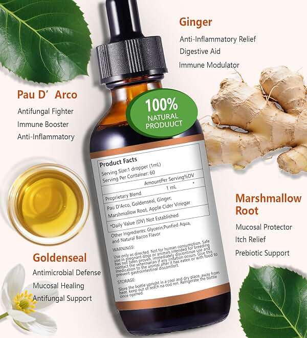 Yeast Infection Treatment for Dogs, Naturally Dog Healthy Itch Relief, Ear Infection Treatment, Dogs Allergy Relief, Inflammation Relief & Allergy Relief More, 2 fl oz - Image 3