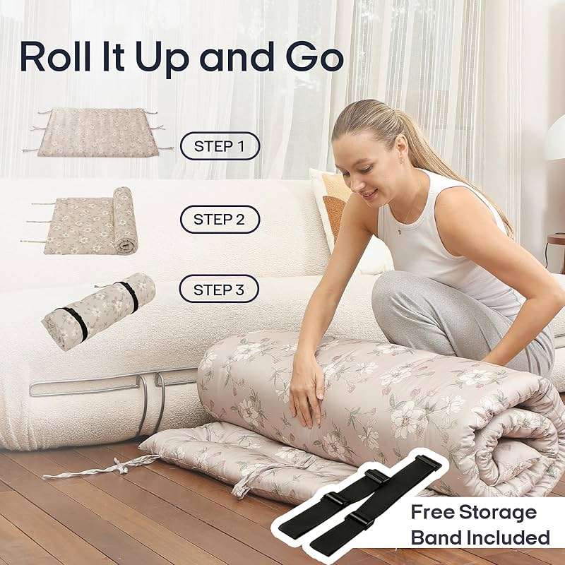Syrinx Water Resistant Japanese Futon Mattress, Twin Size 75"x39", 2.5 Inch Thick Japanese Floor Mattress Tatami Mat, Foldable Floor Bed Sleeping Pad for Dormitory Guest Room Camping - Image 6
