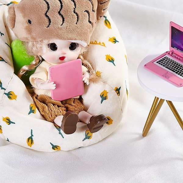 1/12 Dollhouse Furniture Decor Laptop Accessories, 1/6 Scale Minature Tablet Smart Phone Mini Stuff Doll House Furniture Play Set Accessories 3 Pcs (Pink) - Image 5