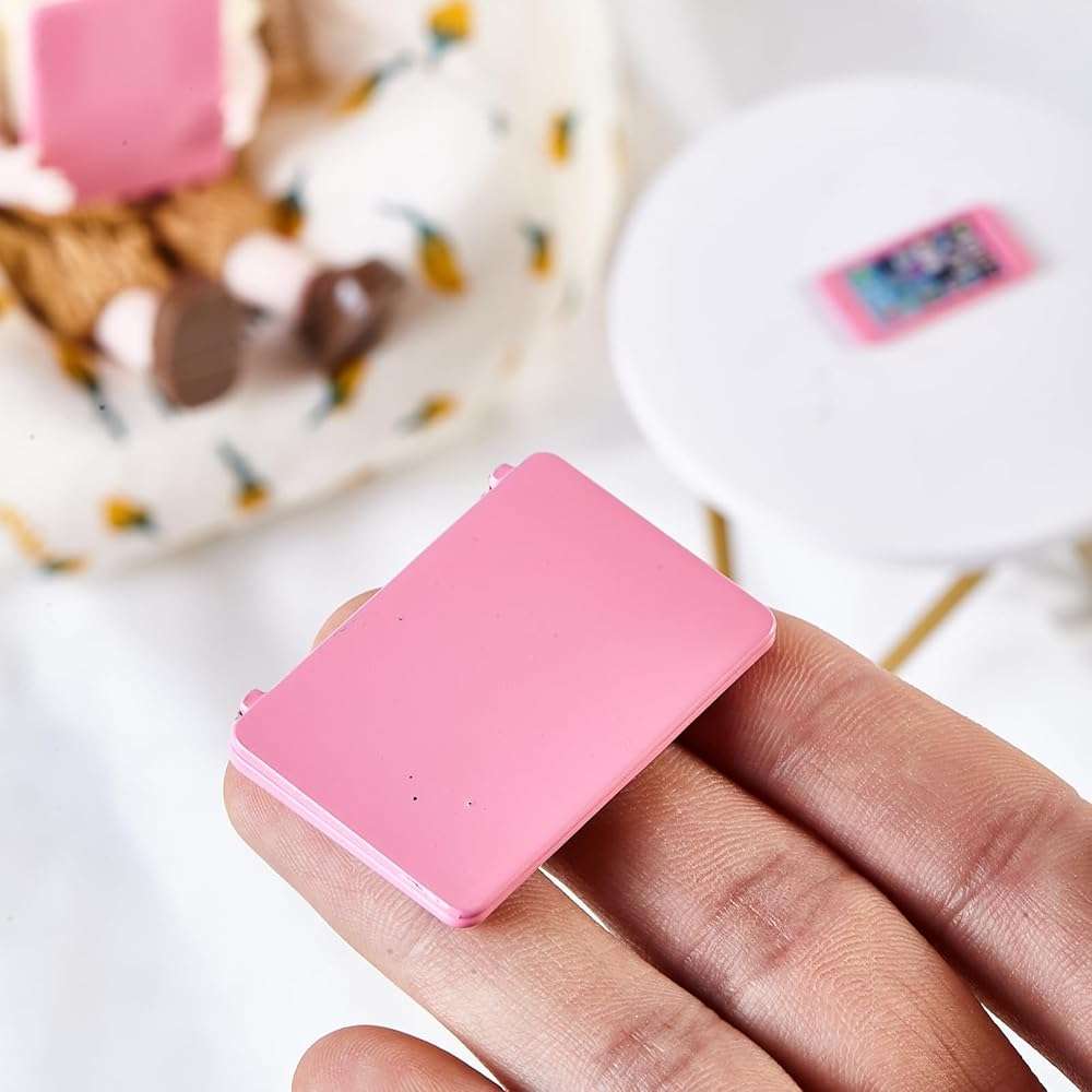 1/12 Dollhouse Furniture Decor Laptop Accessories, 1/6 Scale Minature Tablet Smart Phone Mini Stuff Doll House Furniture Play Set Accessories 3 Pcs (Pink) - Image 6