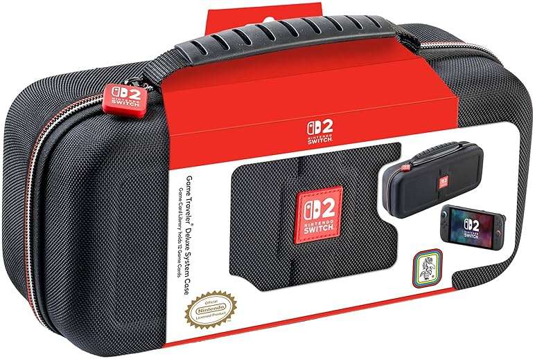 R.D.S. INDUSTRIES, INC. - Game Traveler Deluxe Licensed System Case for Nintendo Switch, Nintendo Switch 2, OLED, Black Medium (NS230) - Image 1
