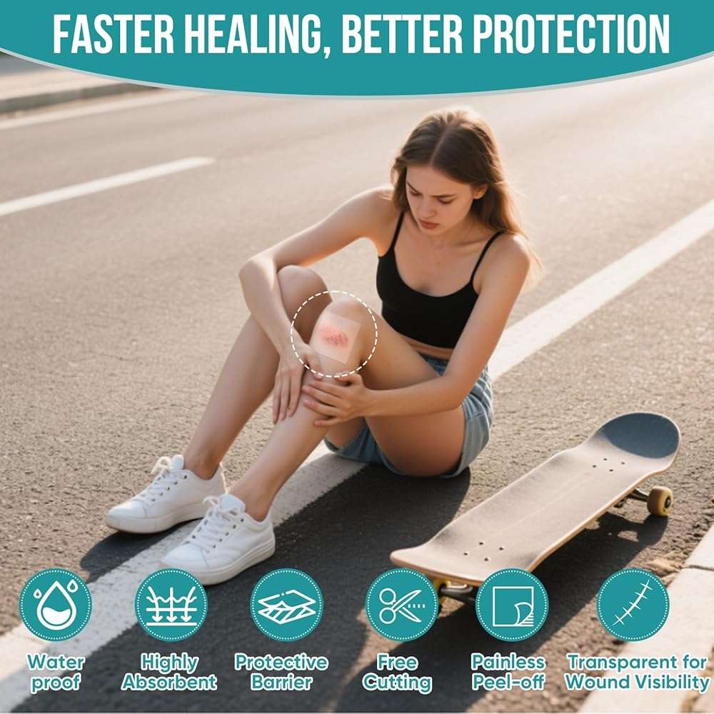 40 Pack Hydrocolloid Wound Dressing 4" x 4", Hydrocolloid Patch Bandages with Self-Adhesive, Bed Sore Bandages, Highly Absorbent for Burn, Blister, Acne Care, Sterile and Waterproof - Image 3