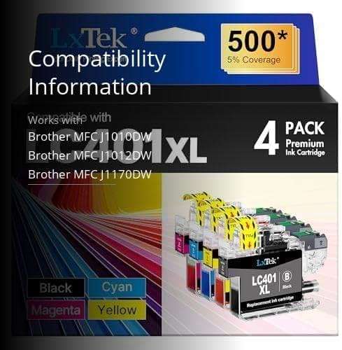 LC401XL Ink Cartridges for Brother Printer Compatible for Brother LC401 Ink Cartridges LC401 XL LC401XL LC 401 401XL for MFC-J1010DW MFC-J1170DW MFC-J1012DW MFC-J1800DW MFC J1010DW (4 Packs LC401XL) - Image 3