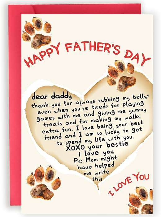 Abeletree Cute Fathers Day Cards Gifts for Dog Dad, Lovely Doggy Dad Card Ideas On Father's Day from Dog, Father's Day Cards Gifts from Dogs - Image 1