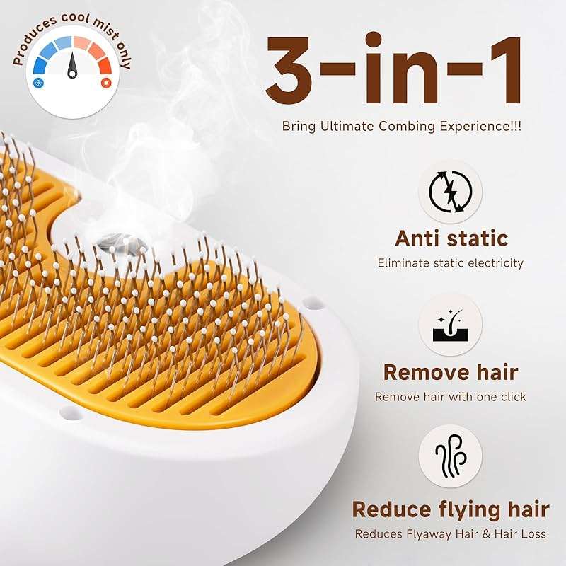 Pet Steam Brush for Dog & Cat – 3-in-1 Spray Hair Removal Comb – Steam for Shedding & Grooming – Water Brush for Long & Short Haired Pets – Spritz Defur Comb – Includes Waterless Shampoo - Image 4