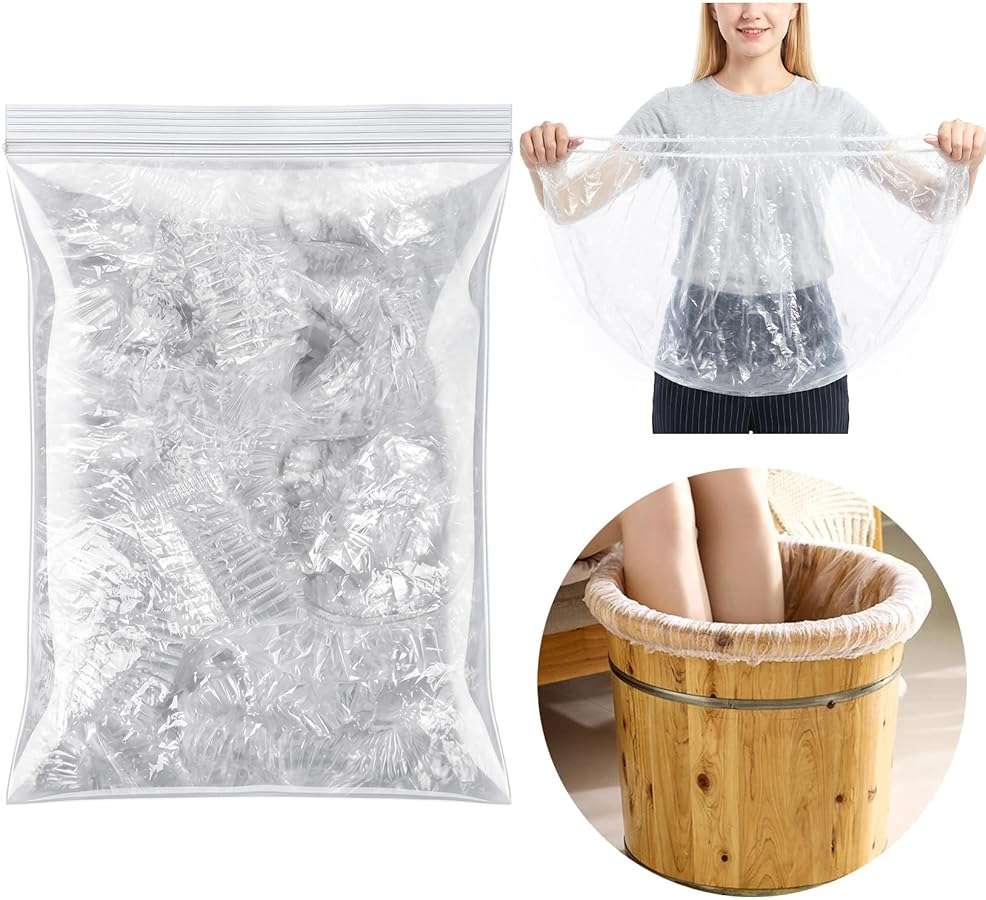 RAQEHO 25PCS Pedicure Liners Disposable - Plastic Footsie Footbath Foot Soak Bath Spa Pedicure Bowl Liners Disposable Covers Bags for Feet Basin Soaking Bucket Tub Productos Para Pedicura Spa Supplies - Image 1