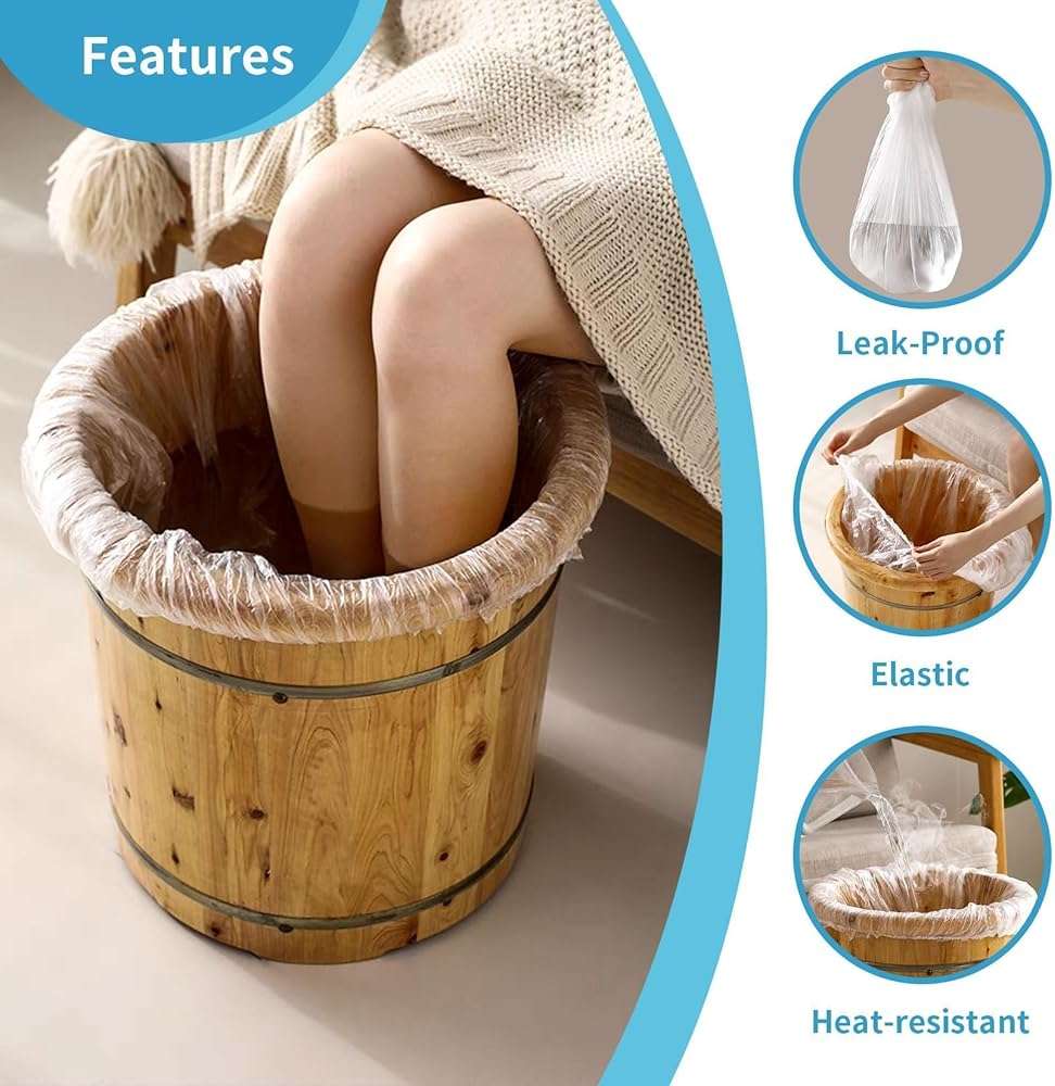 RAQEHO 25PCS Pedicure Liners Disposable - Plastic Footsie Footbath Foot Soak Bath Spa Pedicure Bowl Liners Disposable Covers Bags for Feet Basin Soaking Bucket Tub Productos Para Pedicura Spa Supplies - Image 3