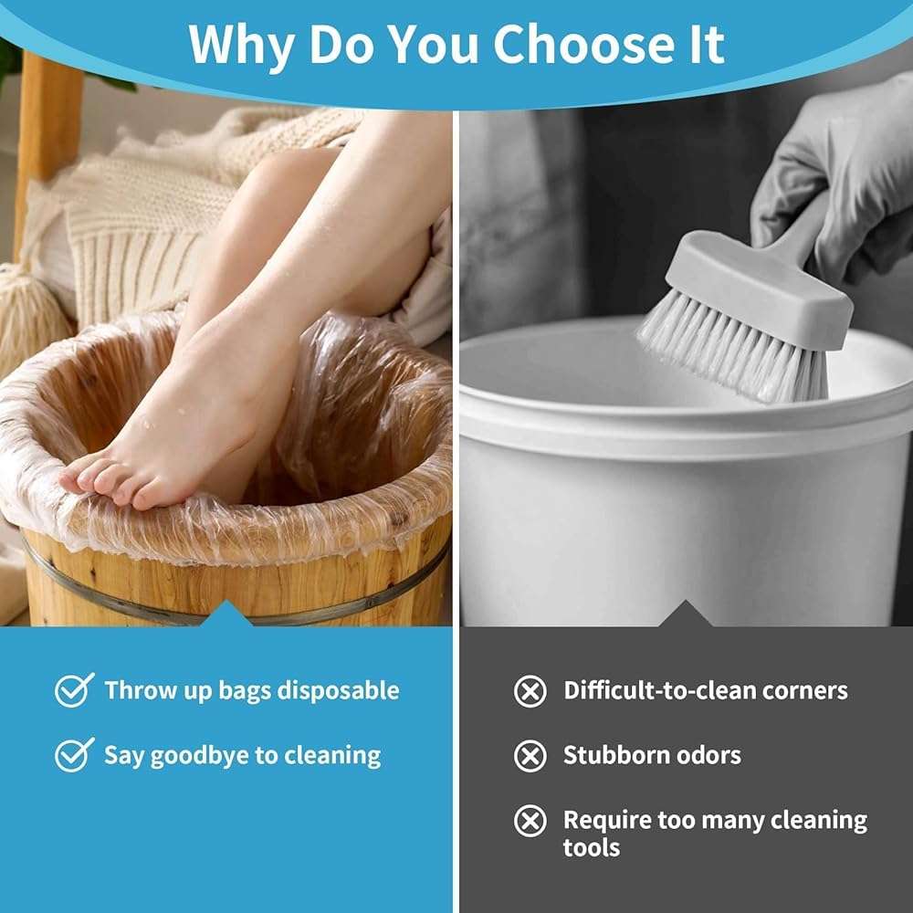RAQEHO 25PCS Pedicure Liners Disposable - Plastic Footsie Footbath Foot Soak Bath Spa Pedicure Bowl Liners Disposable Covers Bags for Feet Basin Soaking Bucket Tub Productos Para Pedicura Spa Supplies - Image 4