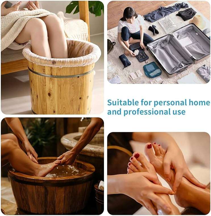RAQEHO 25PCS Pedicure Liners Disposable - Plastic Footsie Footbath Foot Soak Bath Spa Pedicure Bowl Liners Disposable Covers Bags for Feet Basin Soaking Bucket Tub Productos Para Pedicura Spa Supplies - Image 6