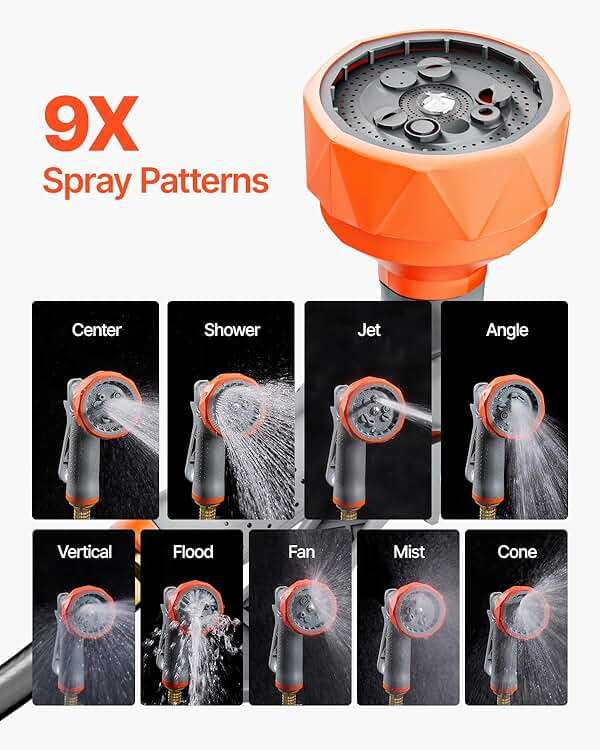 VEVOR Retractable Garden Hose Reel, 1/2 Inch x 145 ft Wall Mounted Hose Reel, Heavy Duty Garden Hose Reel with 9 Patterns Nozzle, Any Length Lock, Upgraded Slow Return System and 180°Swivel Bracket - Image 7