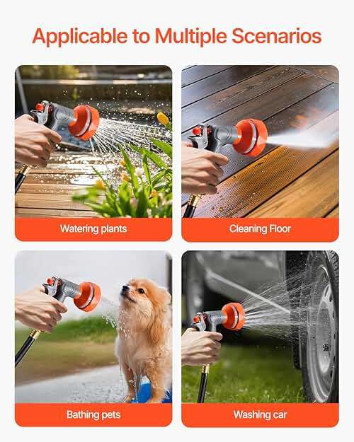 VEVOR Retractable Garden Hose Reel, 1/2 Inch x 145 ft Wall Mounted Hose Reel, Heavy Duty Garden Hose Reel with 9 Patterns Nozzle, Any Length Lock, Upgraded Slow Return System and 180°Swivel Bracket - Image 8