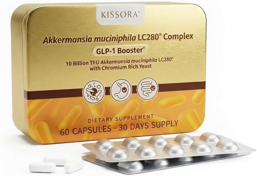 Kissora Akkermansia Probiotic 20 Billion TFU with Chromium, Gut Barrier & Digestive Support, 60 Capsules, 30 Servings - Image 1