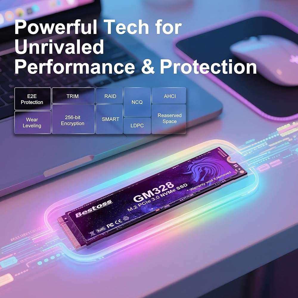 2TB NVMe M.2 2280 SSD, PCIe Gen3 3D NAND Internal Solid State Drive, Dynamic SLC Cache, Up to 3500MB/s, For Students, Office Work, Gaming, Home Entertainment, Compatible with Desktop or Laptop GM328 - Image 7