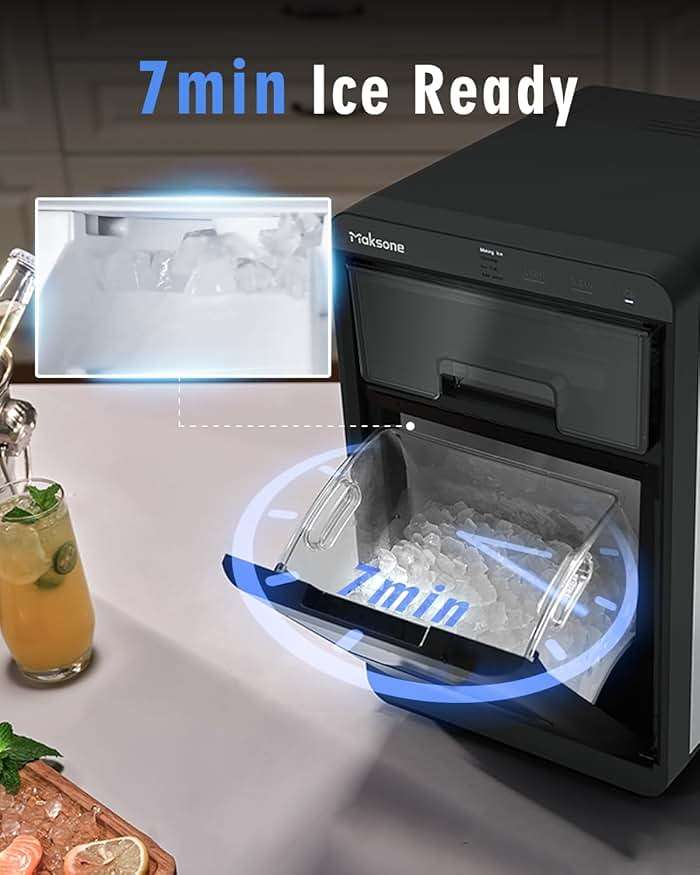 Maksone Countertop Nugget Ice Maker with APP Control, 44lbs/24H,Ready in 7 Mins,Crushed ice Maker,Sonic Pebble Ice Machine - Image 4