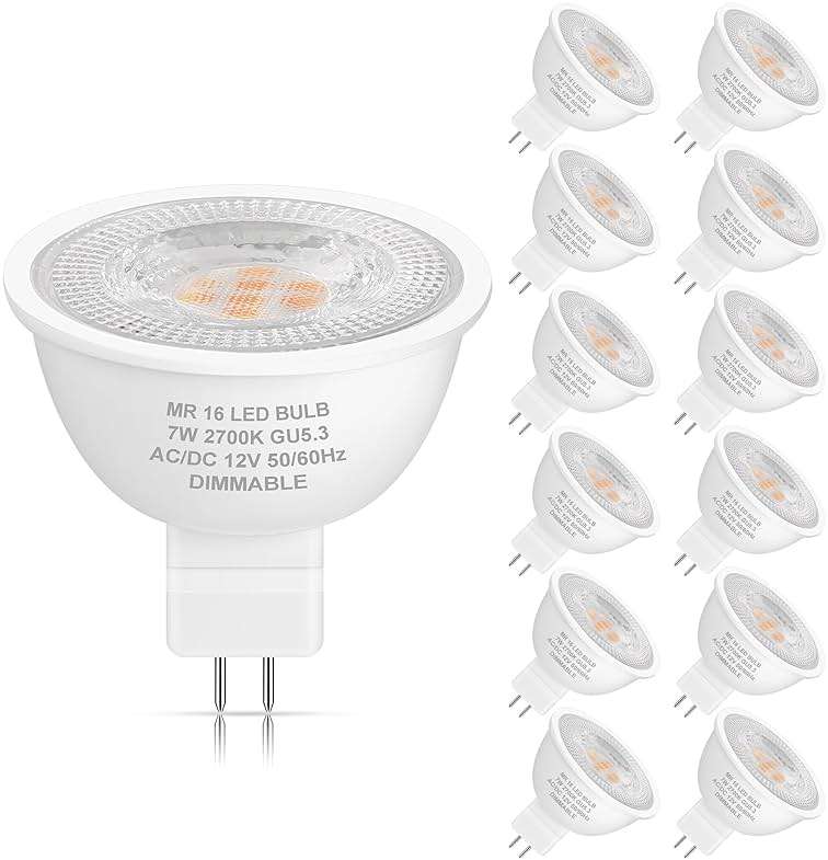 Yochoice 12-Pack MR16 LED Dimmable Light Bulb 70 Watt Halogen Equivalent, 2700K Warm White 7W GU5.3 12V Low Voltage Spotlight Bulb, Track Light Bulb for Outdoor Flood Landscape Lighting - Image 1