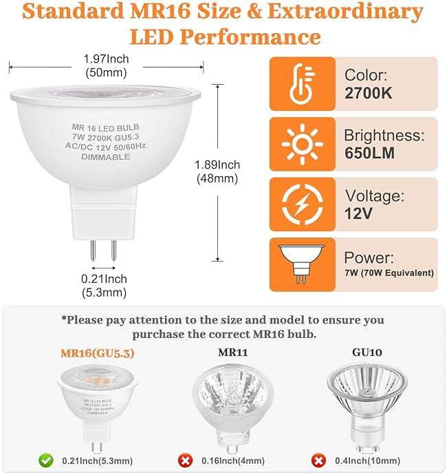 Yochoice 12-Pack MR16 LED Dimmable Light Bulb 70 Watt Halogen Equivalent, 2700K Warm White 7W GU5.3 12V Low Voltage Spotlight Bulb, Track Light Bulb for Outdoor Flood Landscape Lighting - Image 5
