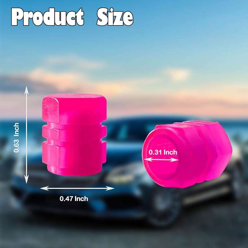 Glow in The Dark Tire Valve Stem Caps, 5 Pack Luminous Tire Valve Stem Caps, Fluorescent Car Tire Pressure Caps, Universal for Cars, Trucks, SUVs, Motorcycles, Bikes (Pink) - Image 4