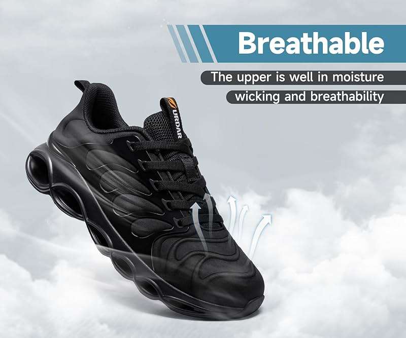 URDAR Steel Toe Shoes for Men Comfortable Safety Shoes Work Lightweight Steel Toe Sneakers Breathable Safety Sneakers Industrial Work Footwear - Image 4