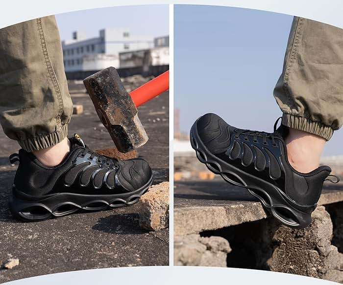 URDAR Steel Toe Shoes for Men Comfortable Safety Shoes Work Lightweight Steel Toe Sneakers Breathable Safety Sneakers Industrial Work Footwear - Image 5