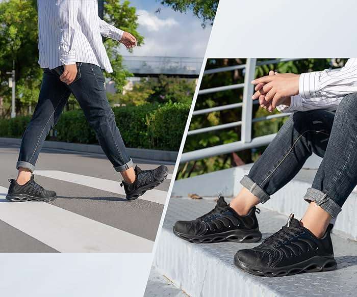 URDAR Steel Toe Shoes for Men Comfortable Safety Shoes Work Lightweight Steel Toe Sneakers Breathable Safety Sneakers Industrial Work Footwear - Image 6